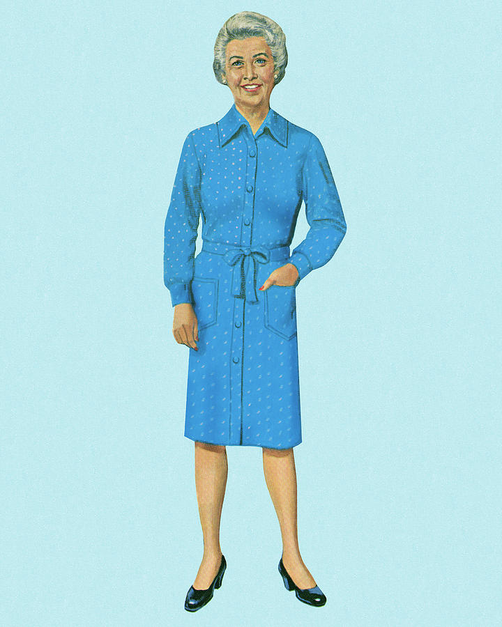 Vintage Drawing - Older Lady Wearing a Dress by CSA Images