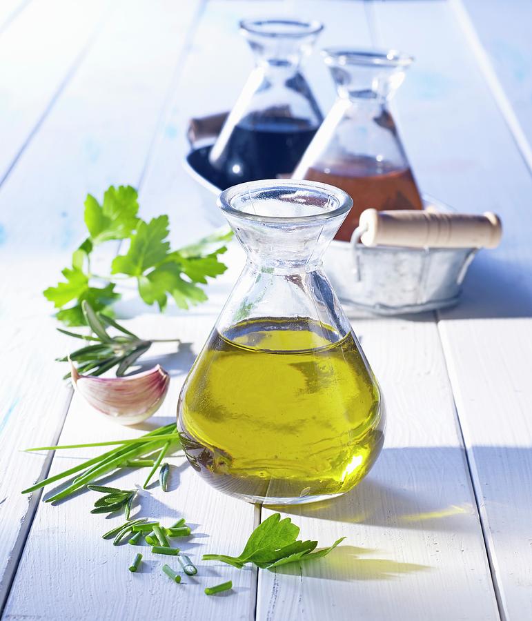 Olive Oil And Balsamic Vinegar With Herbs Photograph by Ludger Rose
