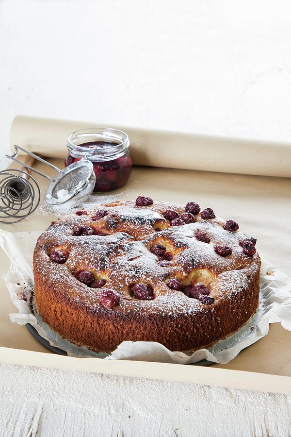 Olive Oil Cake With Cherries Photograph by Danny Lerner