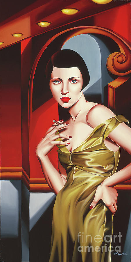 Olive Satin Dress Painting by Catherine Abel