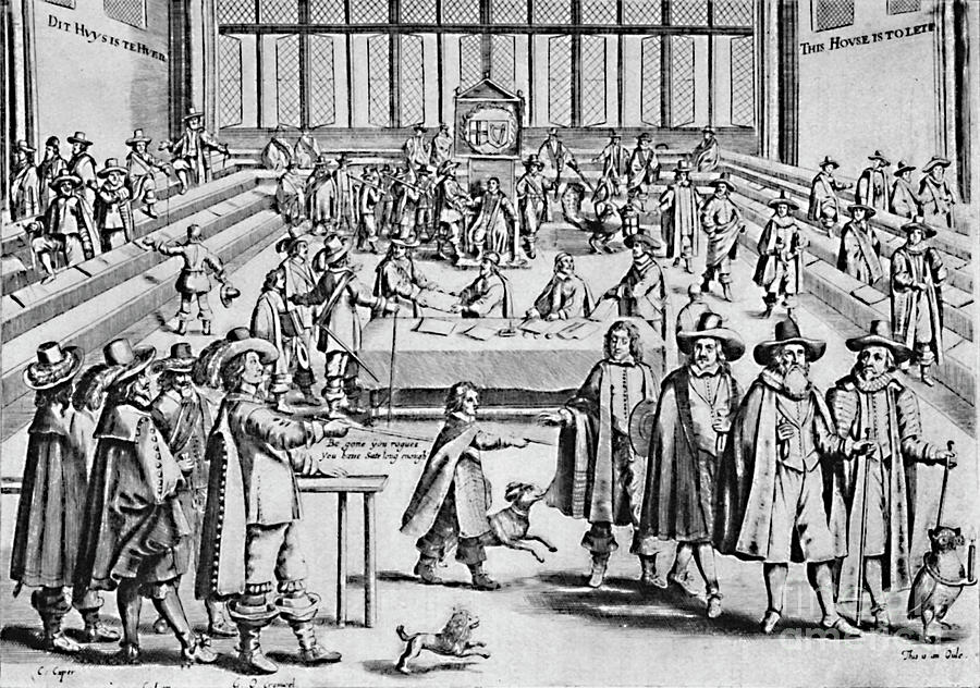 Oliver Cromwell Dissolving The Long Drawing by Print Collector