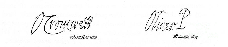 Oliver Cromwells Signature, 1907.artist Drawing by Print Collector