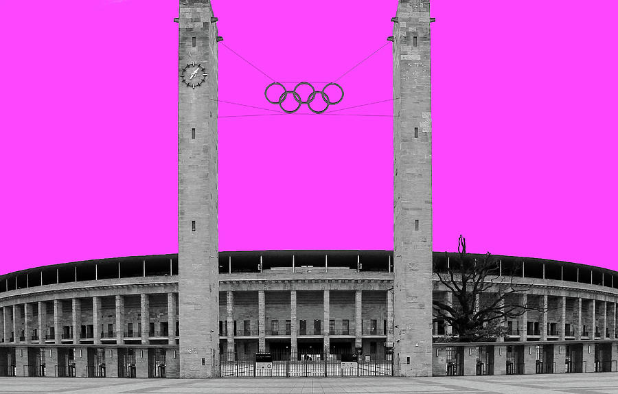Olympia Stadion Pink Mixed Media by Jonathan Thompson