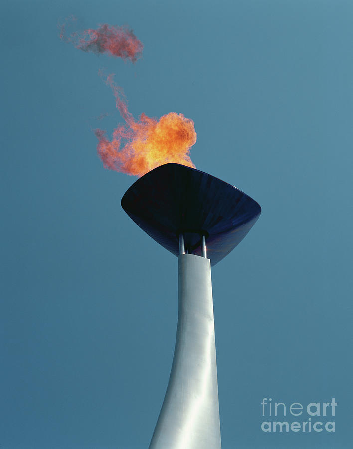 Olympic Flame At The Barcelona Olympics In 1992 Photograph By - Fine ...