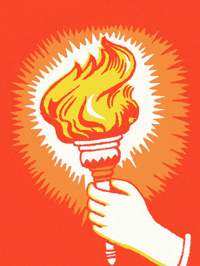 Vintage Drawing - Olympic flame by CSA Images