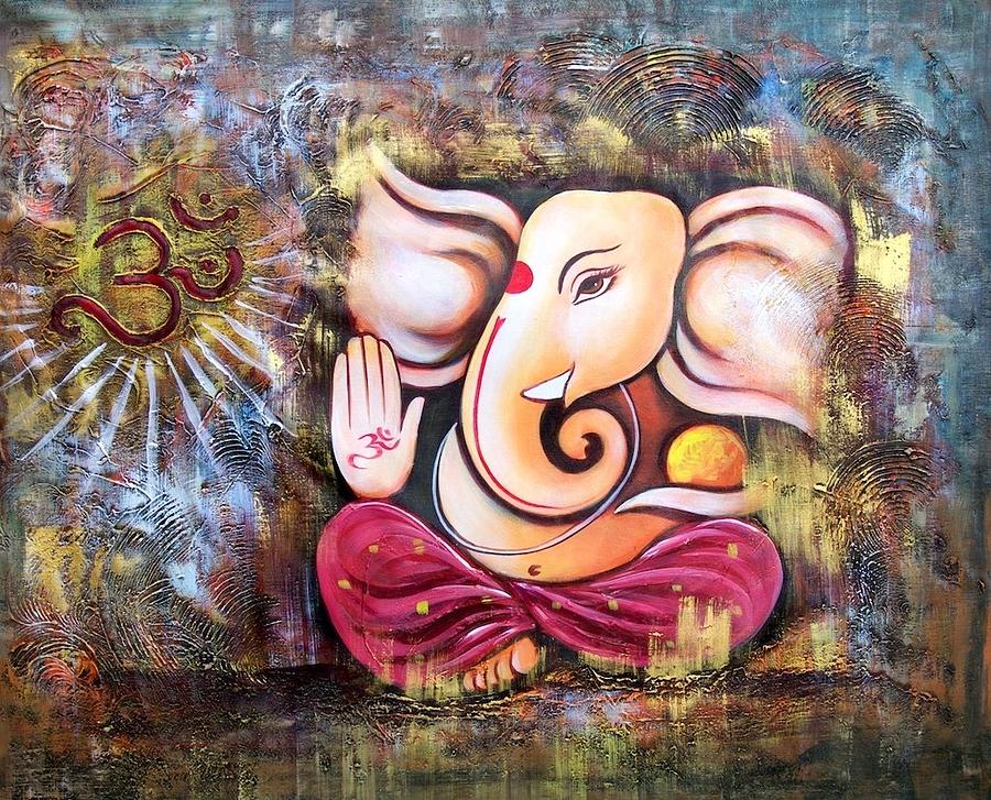 Om Ganesha Painting by Vishal Gurjar - Fine Art America