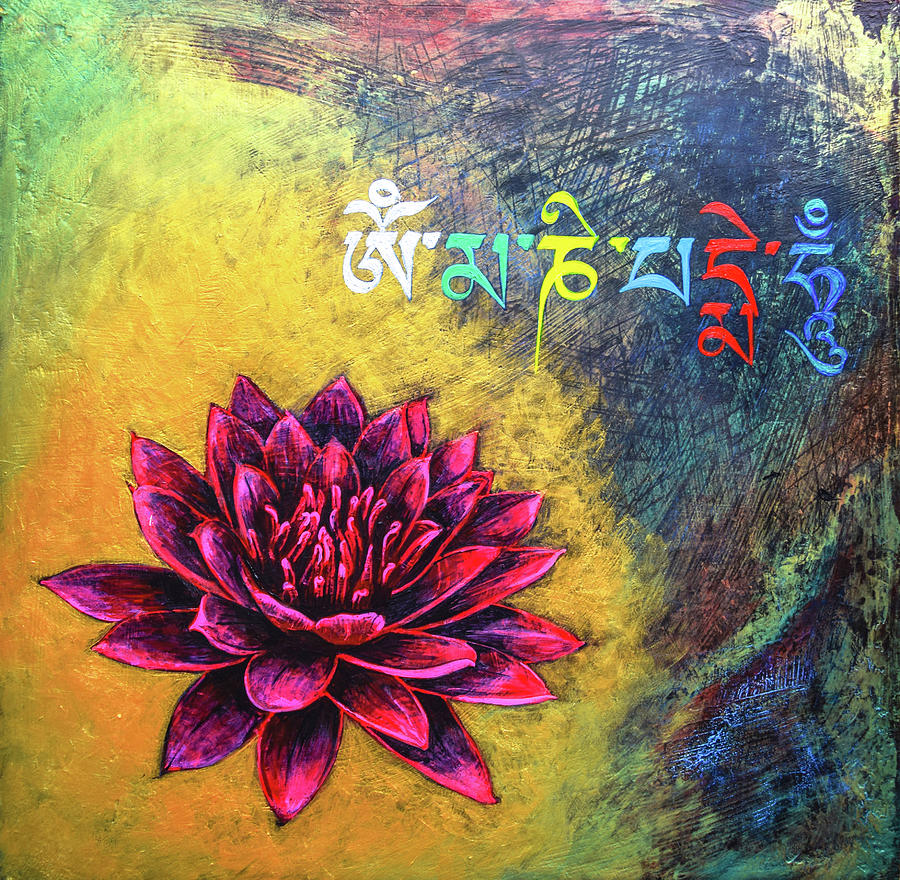 OM MANI PADME HUM Mantra Painting by Stephen Humphries