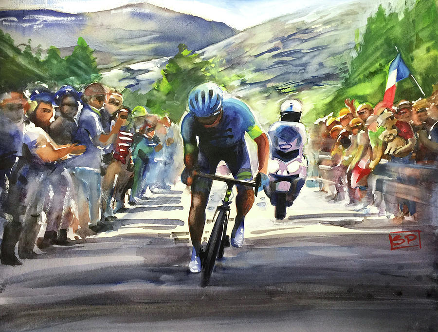 Omar Fraile Basque Attack Stage 15 2018 Painting by Shirley Peters