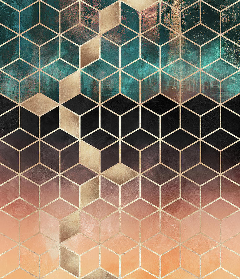 Abstract Digital Art - Ombre Dream Cubes by Elisabeth Fredriksson