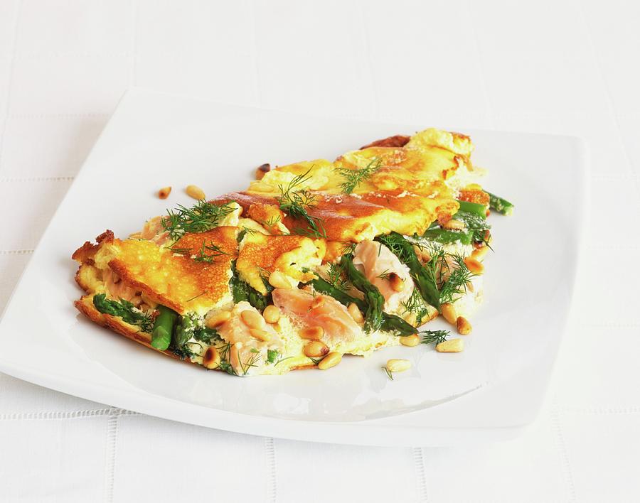 Omelette With Asparagus, Pinenuts And Photograph by Sian Irvine Omelette With Asparagus, Pinenuts And Photograph by Sian Irvine