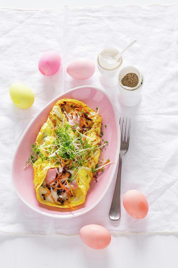 Omelette With Ham, Chanterelle Mushrooms And Goats Cheese Photograph by Peter Kooijman