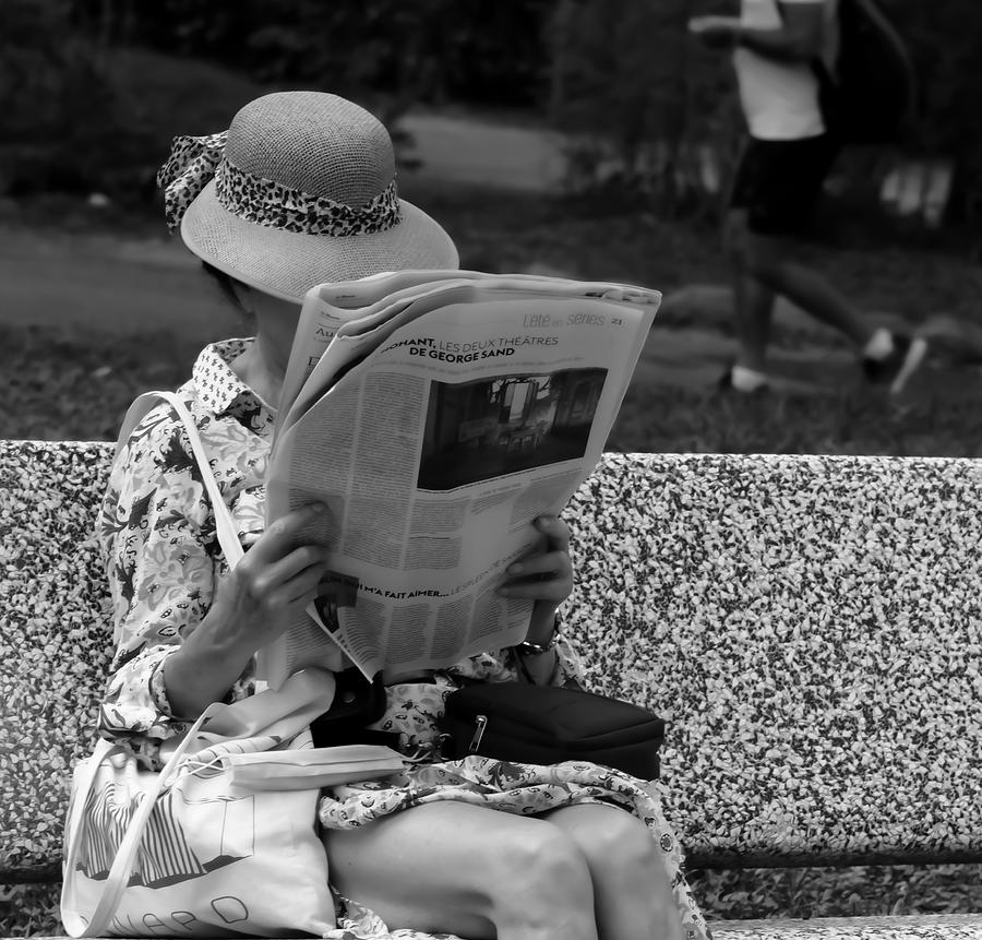 Newspaper Photograph - On A Public Bench by Isabelle Dupont