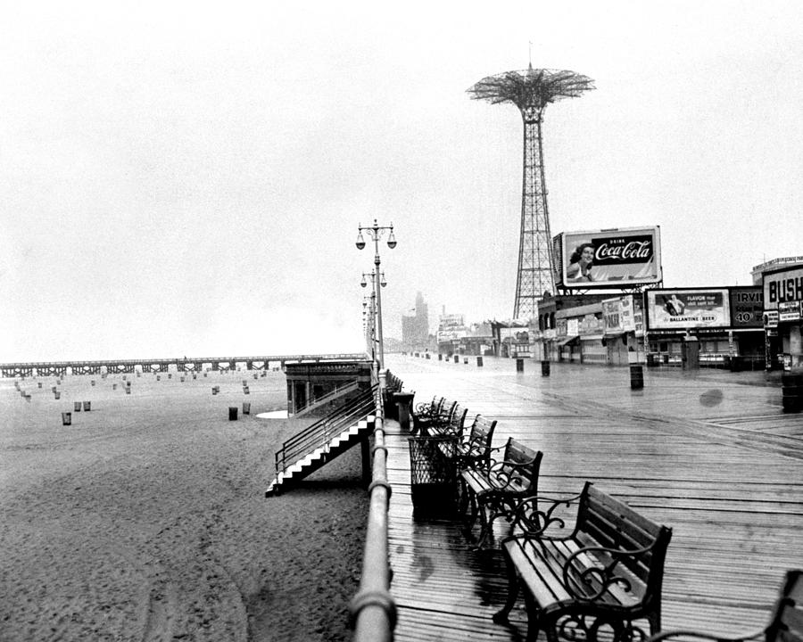 On A Wet Labor Day, The Boardwalk At Photograph by New York Daily News Archive