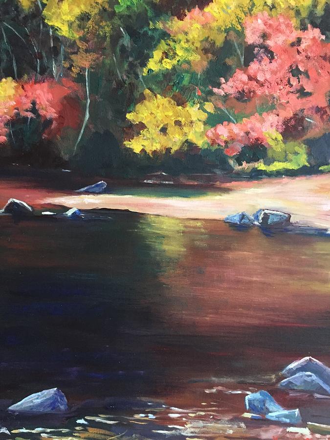 Fall Painting - On Golden Pond, Hale by Maureen Obey