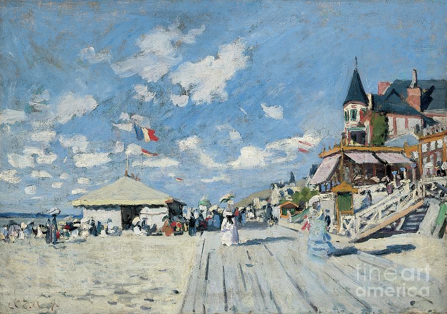 On The Beach At Trouville, 1870 Painting By Claude Monet - Pixels