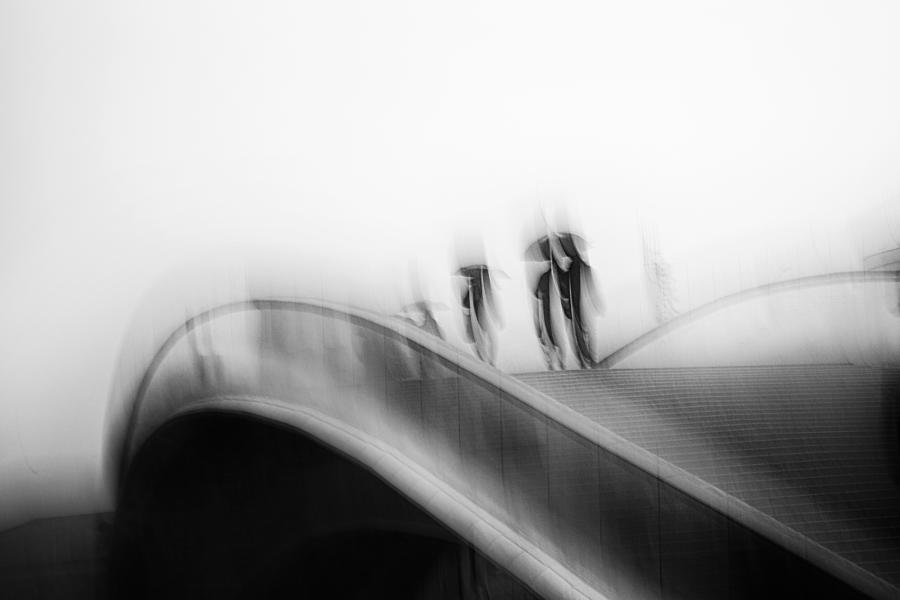 Umbrella Photograph - On The Bridge by Damijan Sedev?i?