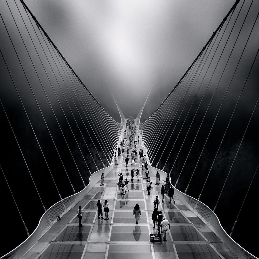 Black And White Photograph - On The Bridge by Olavo Azevedo