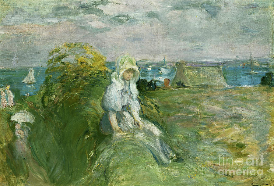 On The Cliff At Portrieux; Sur La Falaise Au Portrieux, 1894 Painting by Berthe Morisot