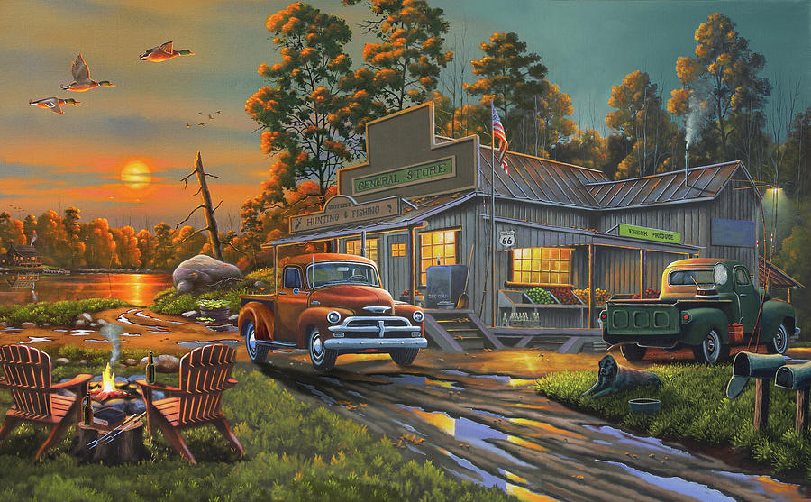 Landscape Painting - On The Lake General Store by Geno Peoples