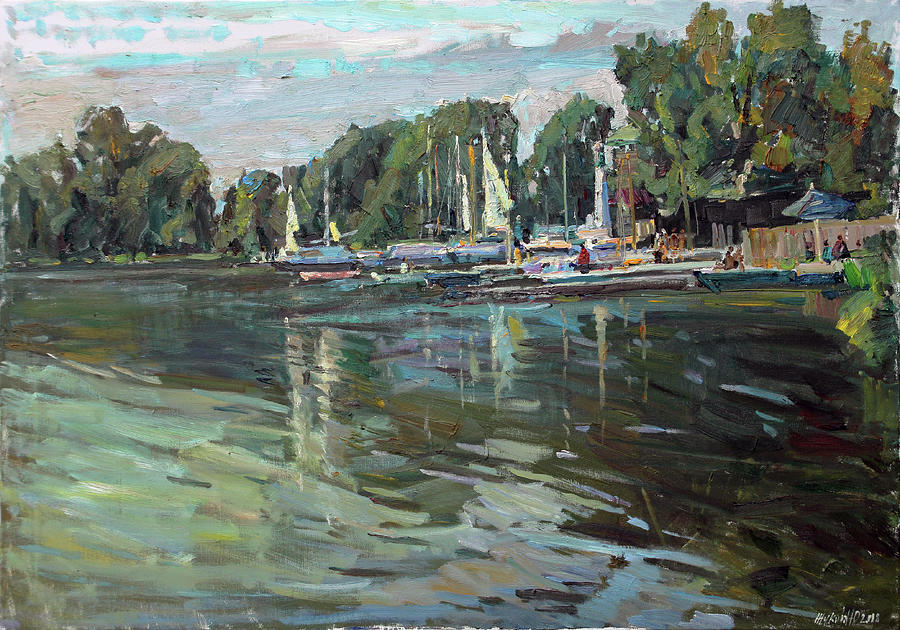 On the lake White Painting by Juliya Zhukova