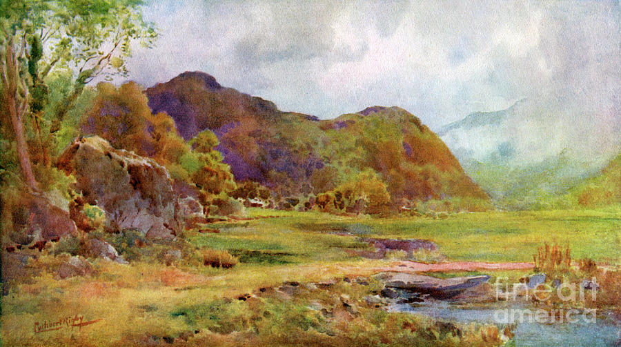 On The Marsh Near Lodore, Cumberland Drawing by Print Collector
