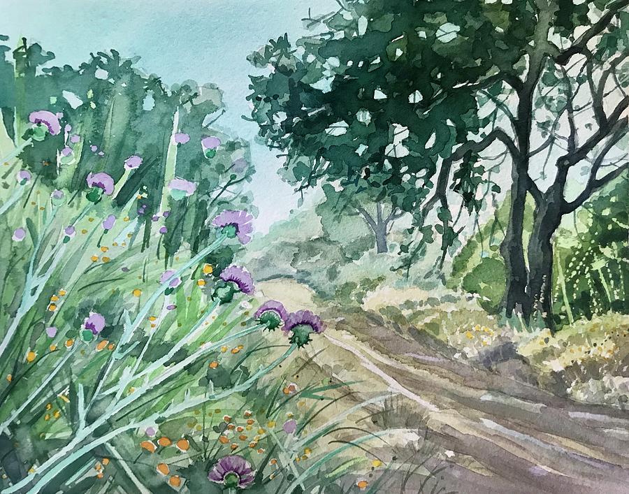 Santa Monica Painting - On the Misty Trail - Tuna Canyon by Luisa Millicent