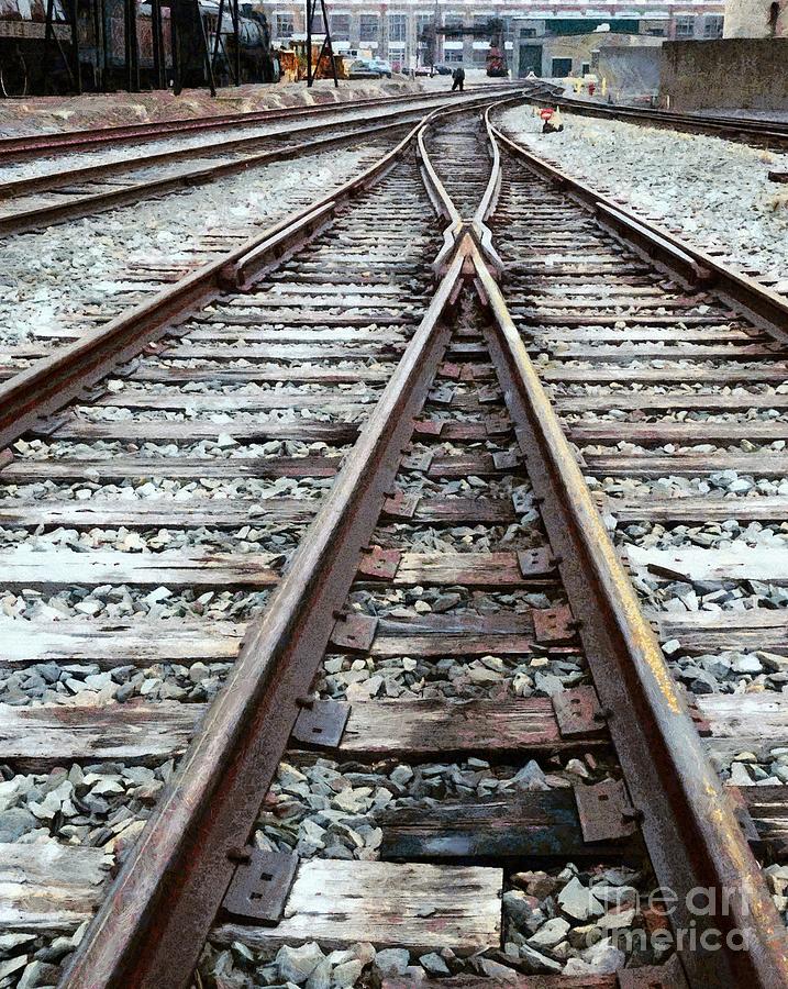 City Photograph - On the Move - RR RailRoad Tracks by Janine Riley