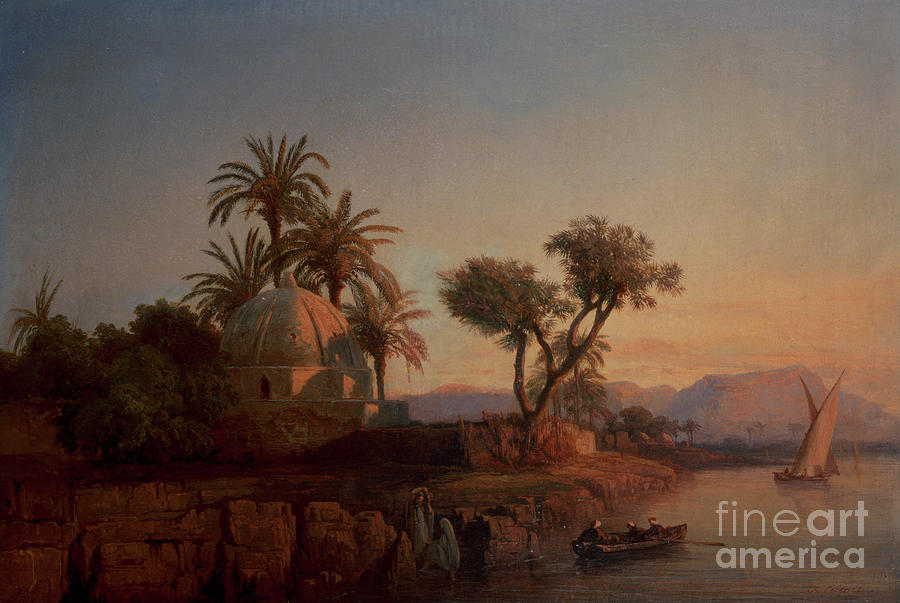 On The Nile By Jules Coignet Painting by Jules Coignet