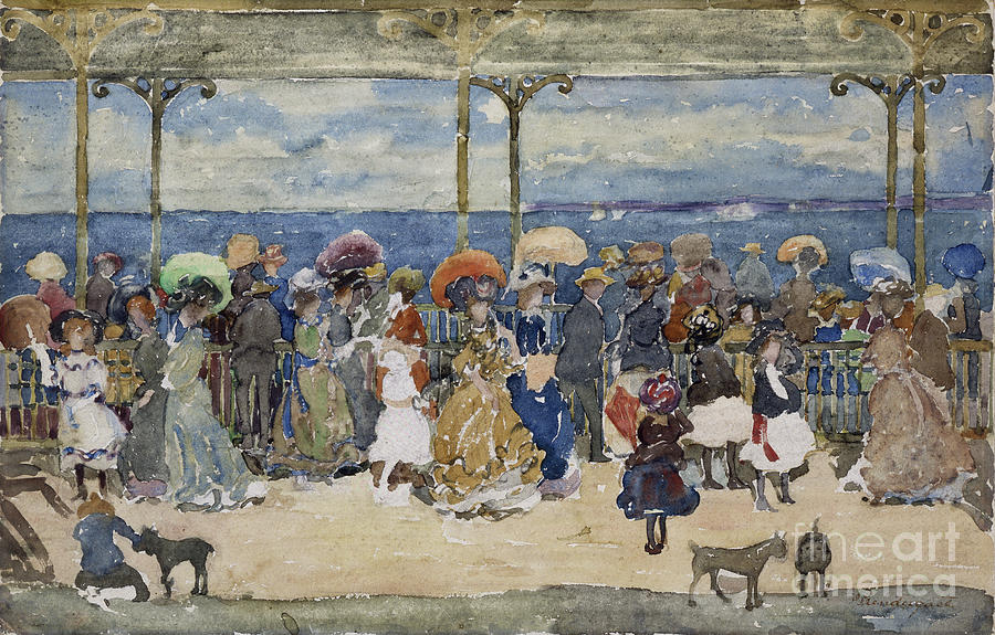 On The Pier, Nantasket, C.1900-05 Drawing by Maurice Prendergast On The Pier, Nantasket, C.1900-05 Drawing by Maurice Prendergast