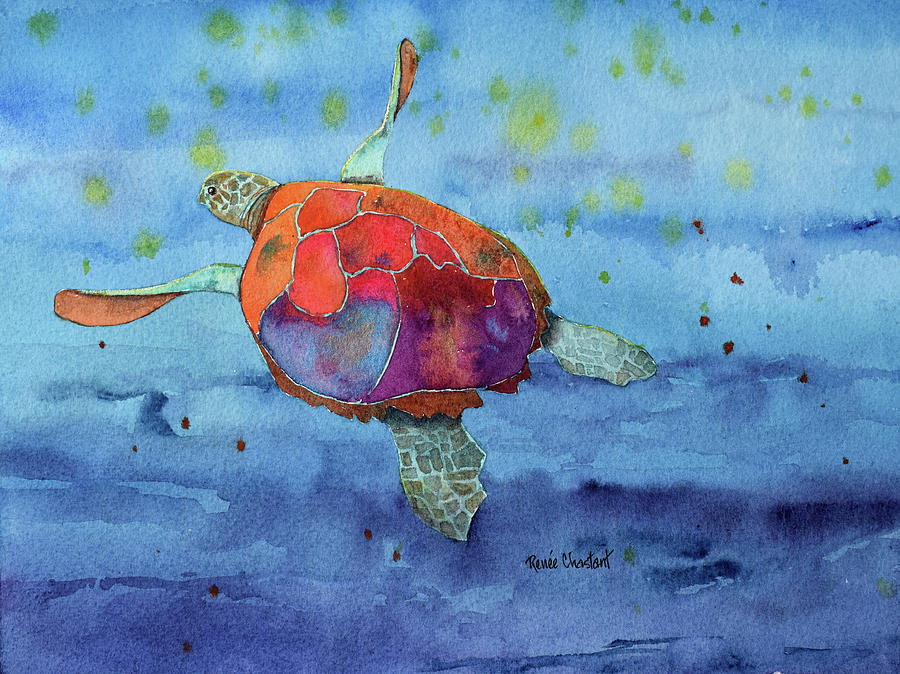 Turtle Painting - On The Rise by Renee Chastant