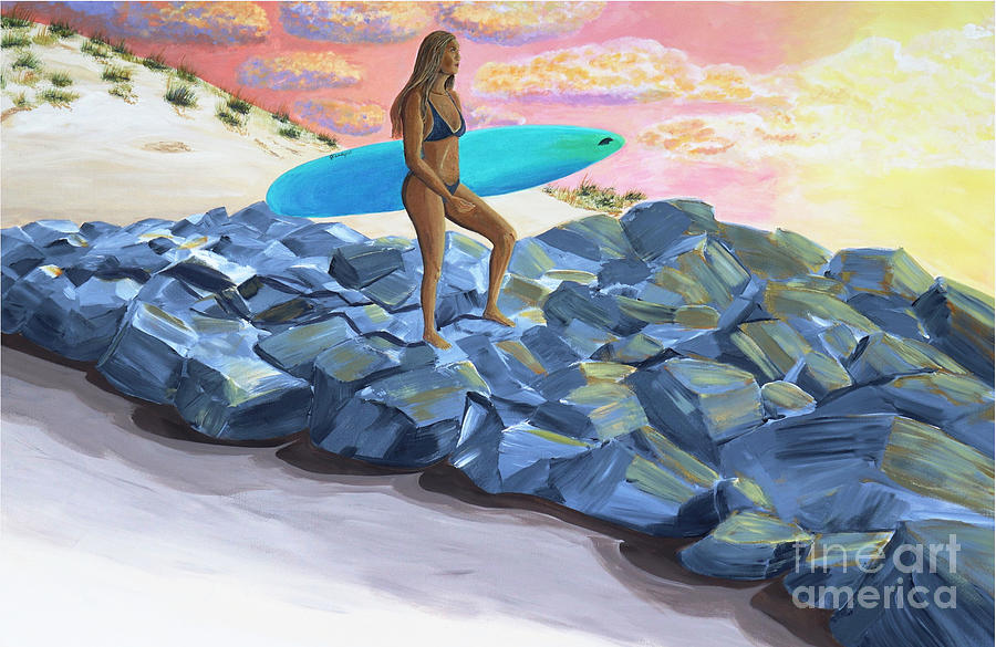 On The Rocks Painting by Jenn C Lindquist