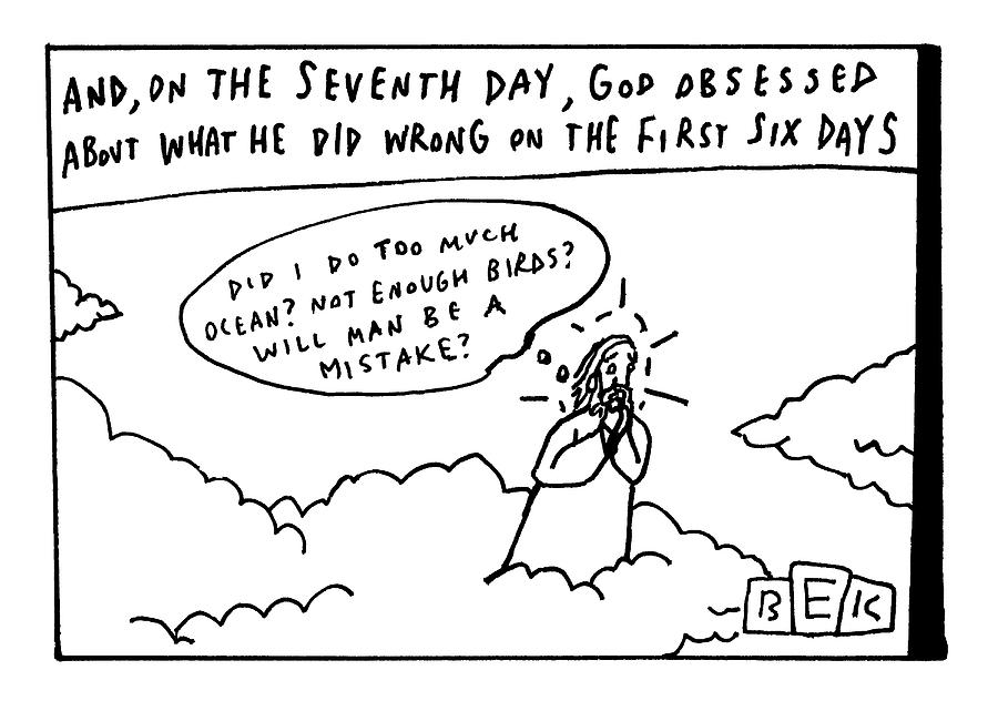 On the Seventh Day Drawing by Bruce Eric Kaplan