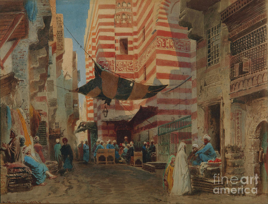 On The Street Of Cairo, 1873. Artist Drawing by Heritage Images
