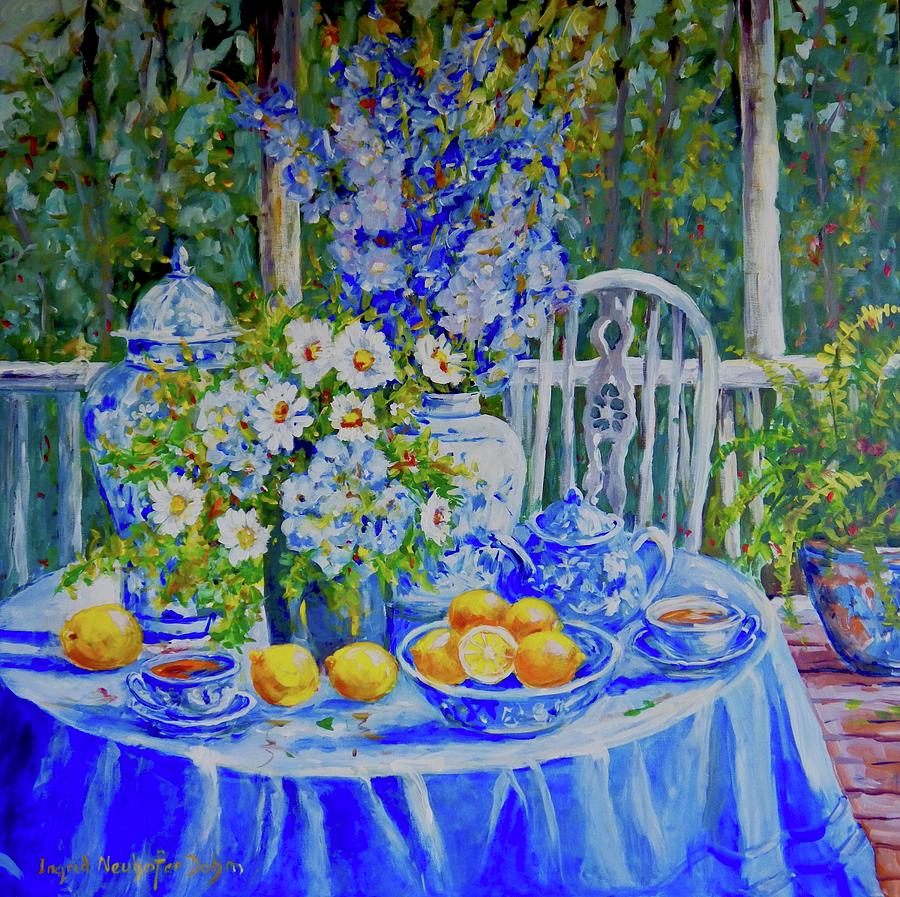 On the Terrace Painting by Ingrid Dohm