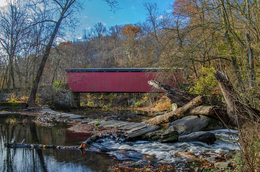 On the Wissahickon Creek - Thomas Mill Coverd Bridge Photograph by Bill Cannon