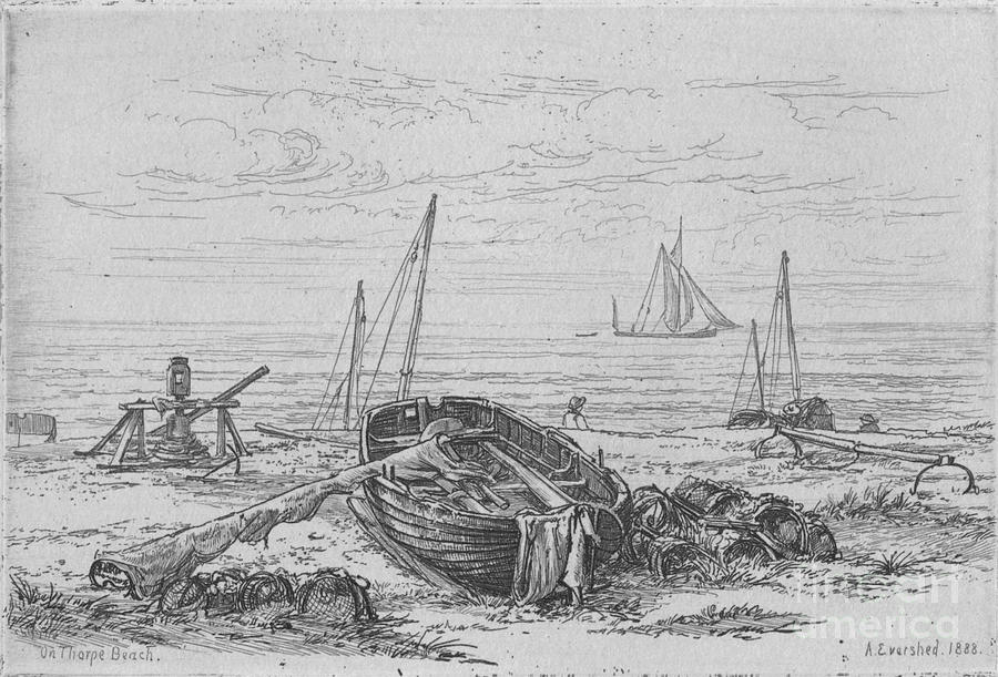 On Thorpe Beach Drawing by Print Collector
