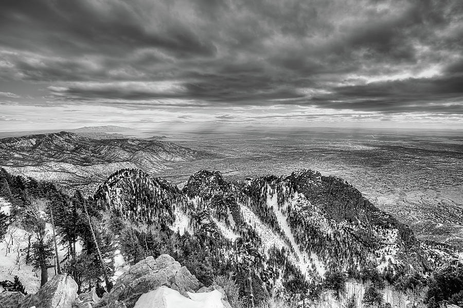On Top of the World Sandia Peak Black and White Photograph by JC Findley