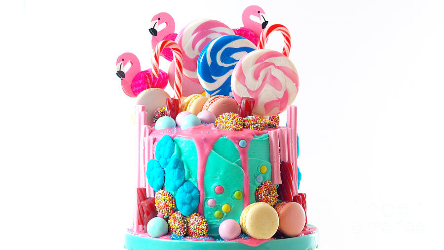 On trend candyland fantasy drip novelty birthday cake Photograph by Milleflore Images