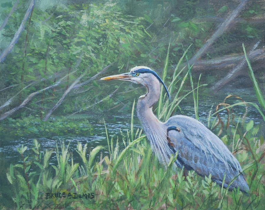 Heron Painting - On Watch by Bruce Dumas