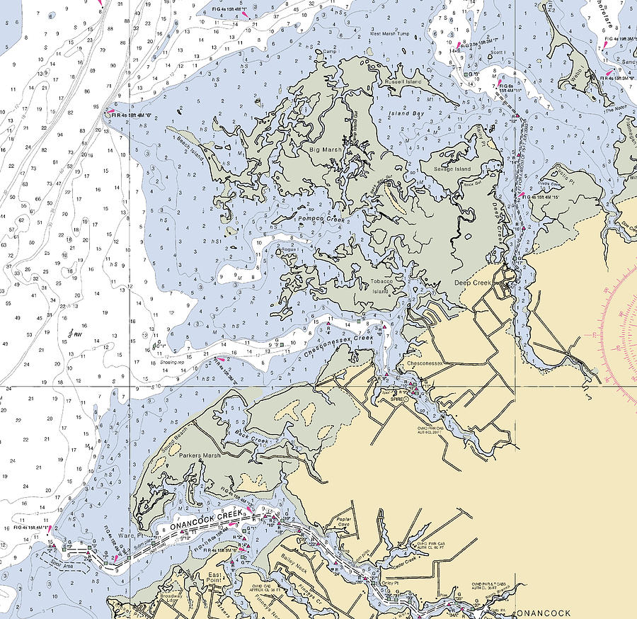 Onancock Creek Virginia Nautical Chart Mixed Media By Sea Koast Pixels   Onancock Creek Virginia Nautical Chart Sea Koast 