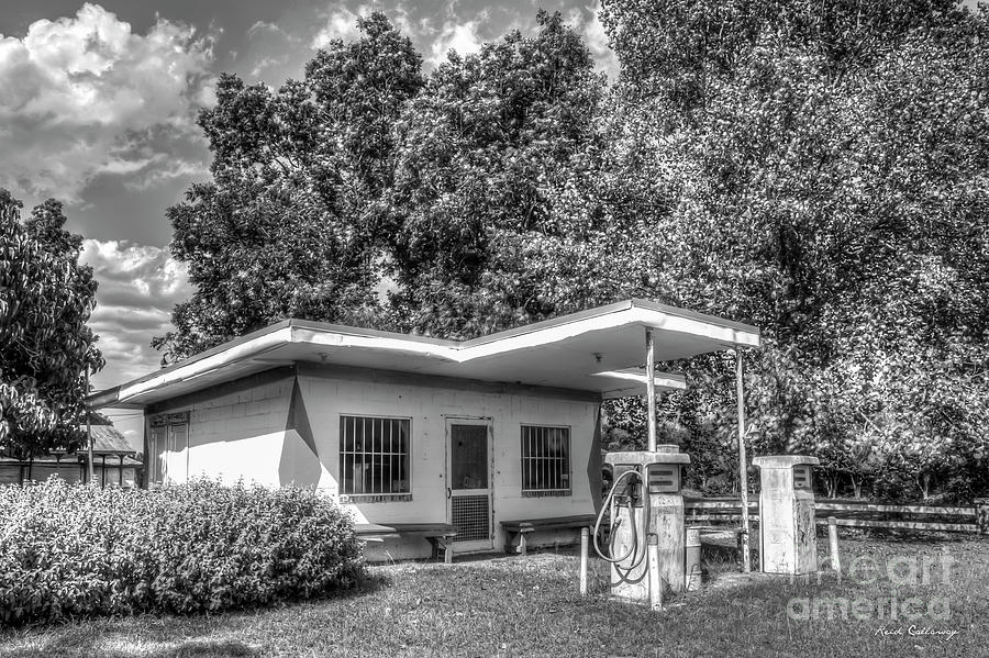 Once Upon A Time B W Antique Esso Filling Station Exxon Mobil Art Photograph by Reid Callaway