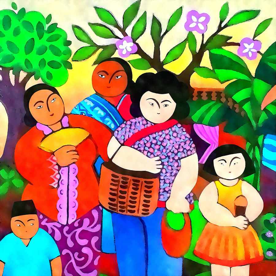 Malaysian Painting - One Big Family by Stacey Chiew