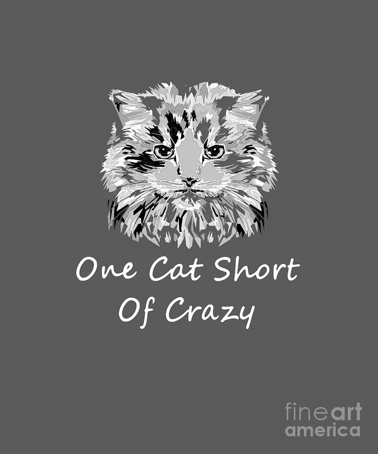 Cat Crazy Mixed Media - One Cat Short Of Crazy by PurrVeyor Com Cat Crazy Mixed Media - One Cat Short Of Crazy by PurrVeyor Com