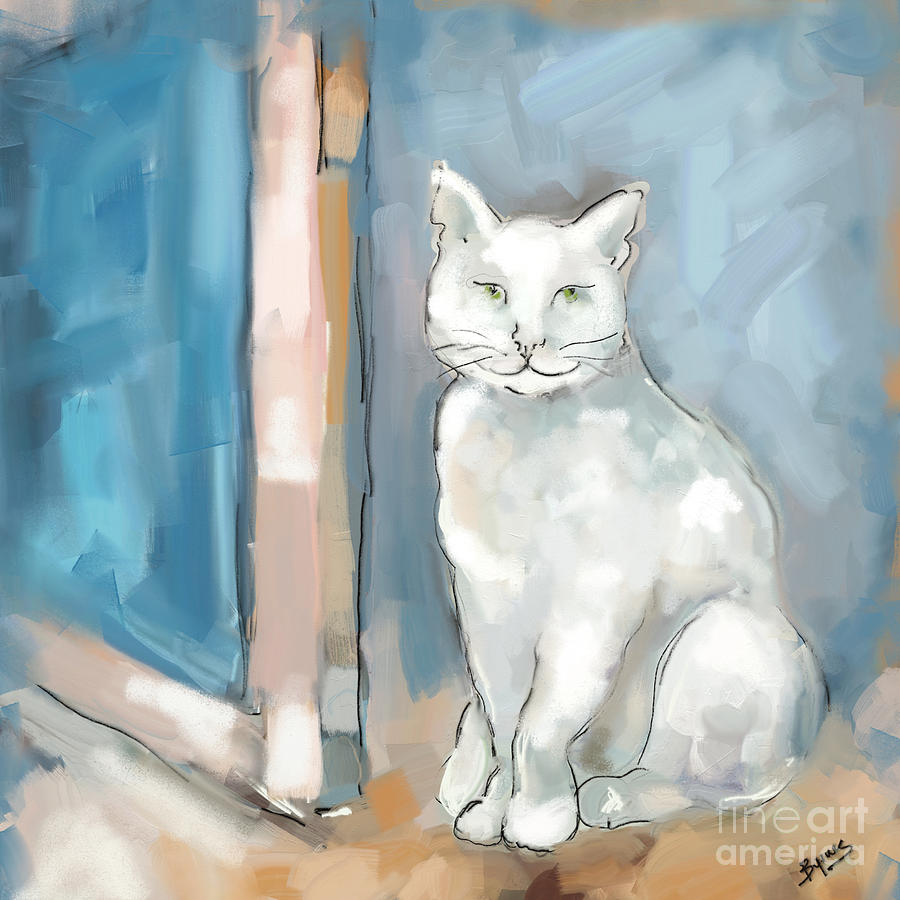 One Cool Cat Painting by Carrie Joy Byrnes