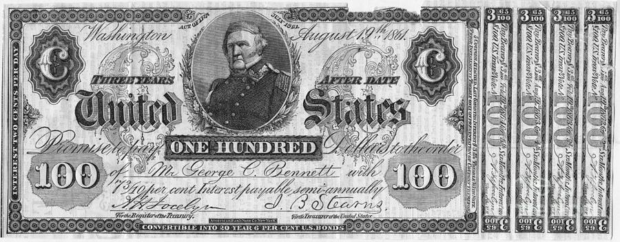 One-hundred Dollar Civil War Bond Photograph by Bettmann