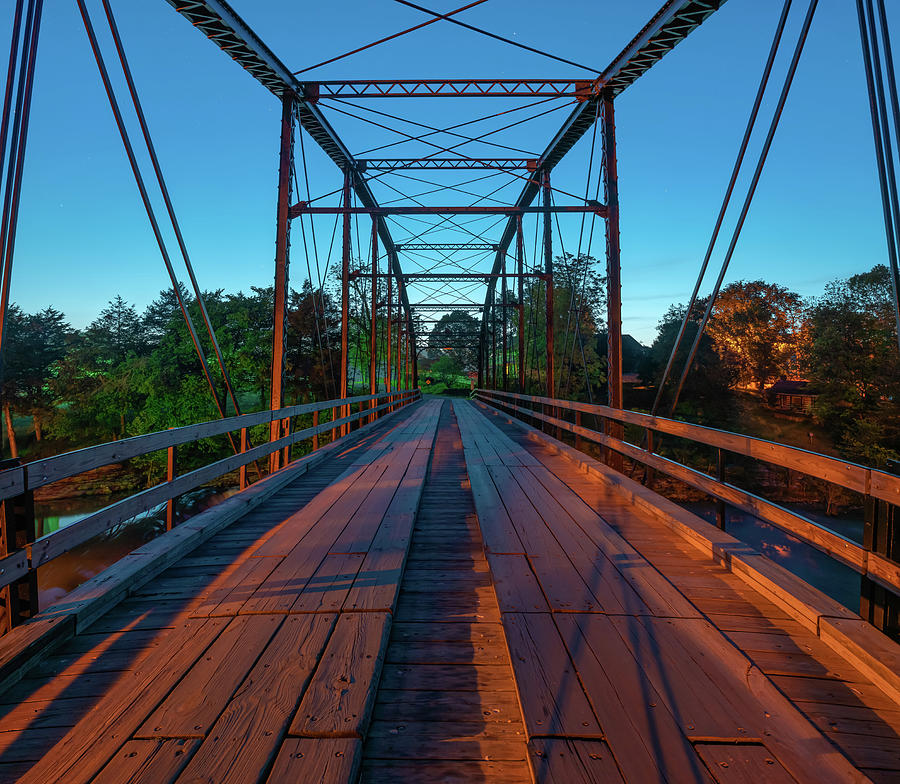 America Photograph - One Lane Steel Bridge Over War Eagle Creek by Gregory Ballos
