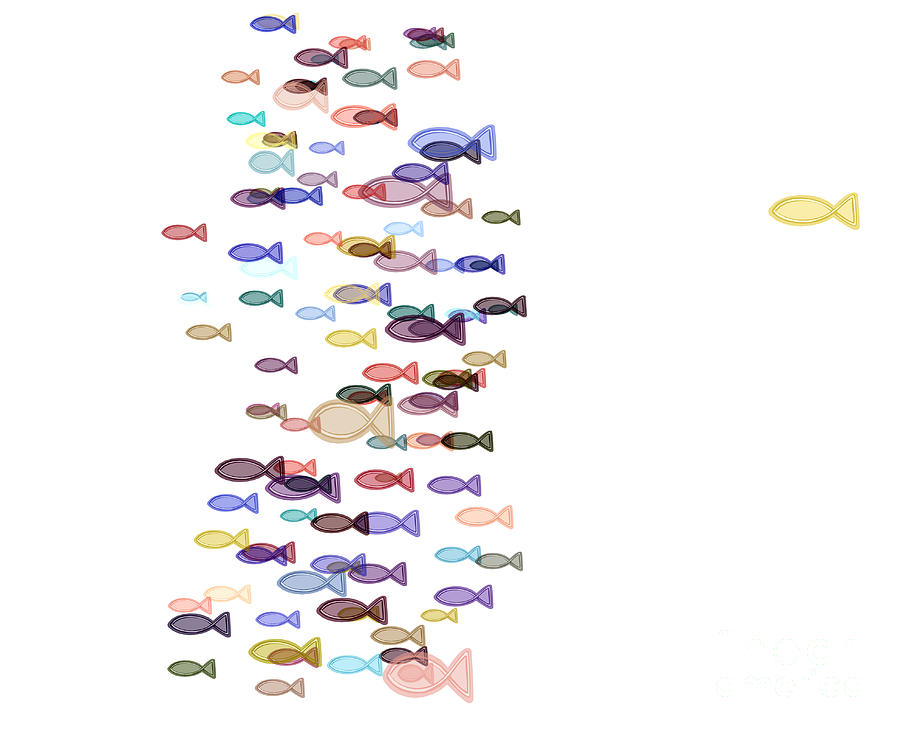 Unique Digital Art - One Lonesome Fish Swimming Al Lot by Weknow Unique Digital Art - One Lonesome Fish Swimming Al Lot by Weknow