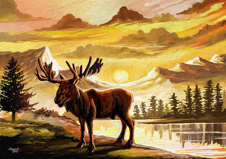 Lone Moose Painting