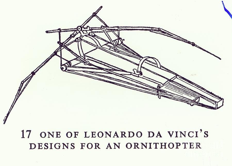 One Of Leonardo Da Vinci's Designs For An Ornithopter, Copy Of A