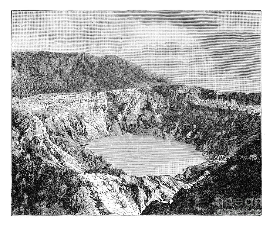 One Of The Three Craters Of Poas, C1890 Drawing by Print Collector